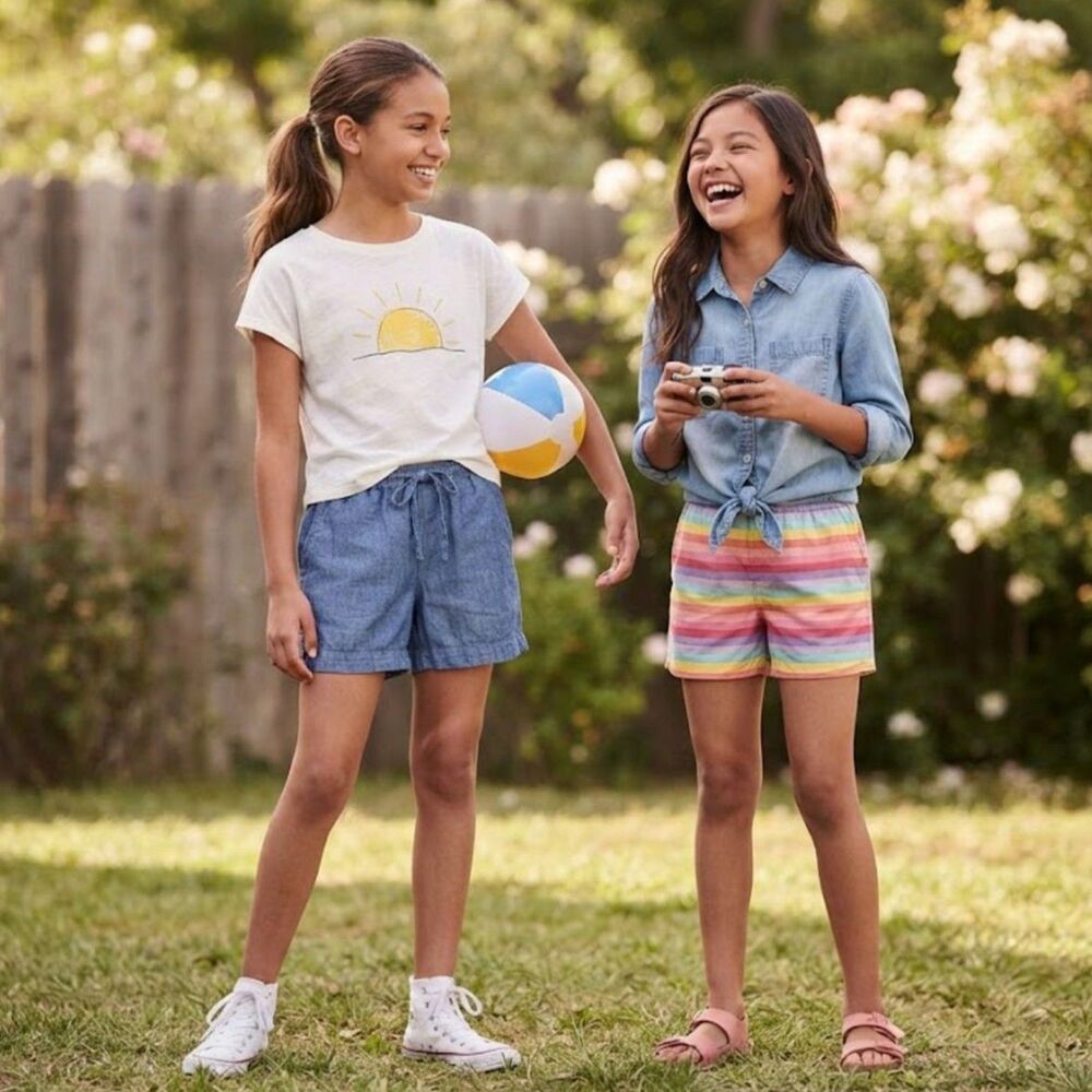 Girl's Bundle Blue & Rainbow Shorts